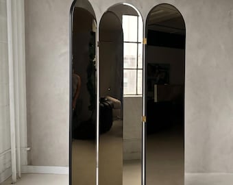Modern Mirrored Room Divider | Luxury Folding Screen | Decorative Partition Panel