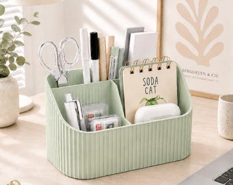 Kori Schreibtisch-Organizer, gerippter Stiftehalter mit mehreren Fächern, Schreibwarenbox aus recyceltem Kunststoff, Aufbewahrung für Homeoffice und Arbeitszimmer, Geschenk für Lehrer