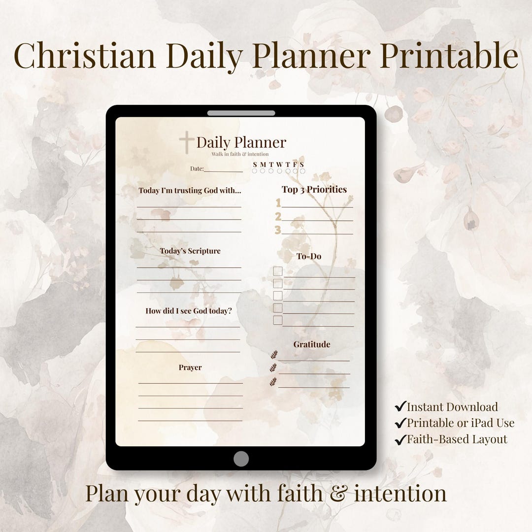 Christian Daily Planner Printable | Faith, Prayer, Productivity ...