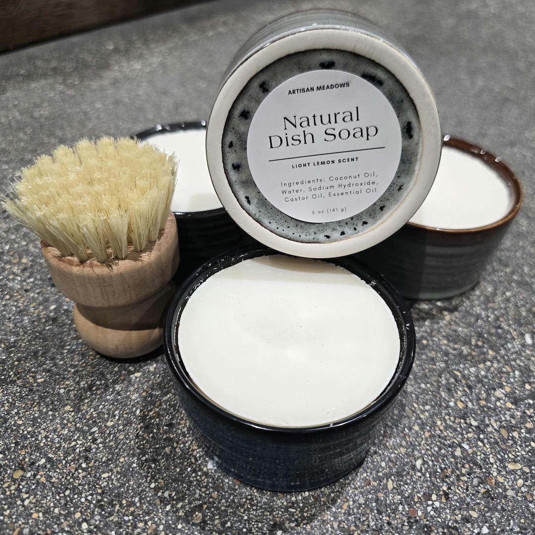 Natural Solid Dish Soap Set, Zero Waste, Eco-friendly Soap, 5 oz. in Ramekin - Charcoal