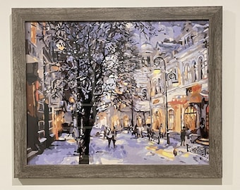 癒しの絵画「冬の夕暮れ」