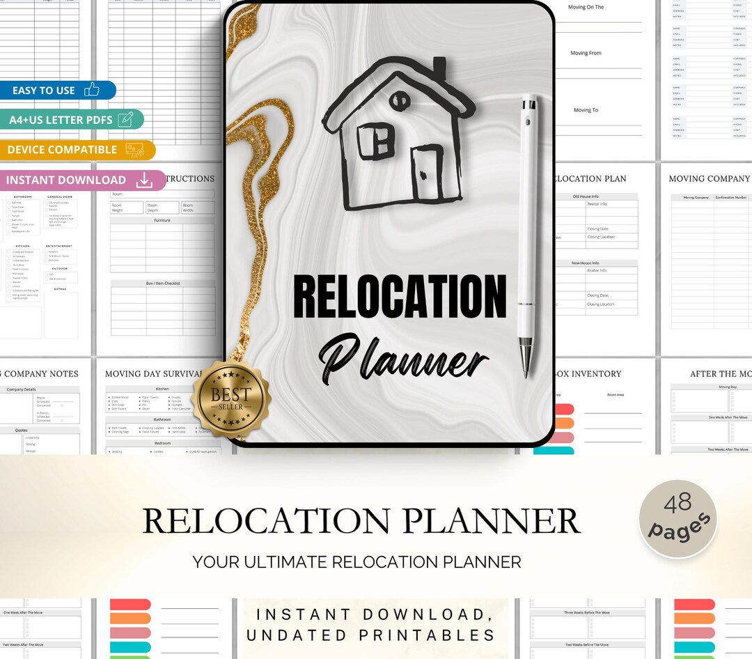Relocation Planner Printable | Moving Checklist Organizer (digital ...