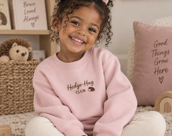 Toddler Hedgehog Sweatshirt Embroidered Animal Pullover Kids Crewneck Shirt Cotton Blend Pink Heather Clothing Preschool Wear Cute Graphic