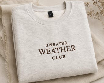 Mens Embroidered Sweatshirt Minimal Crewneck Pullover Neutral Aesthetic Gift for Him Boyfriend Birthday Husband Anniversary Present Romantic