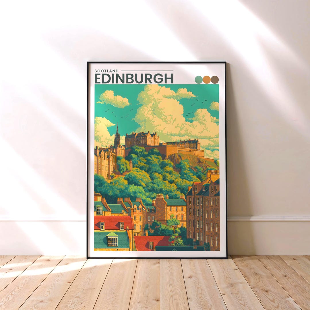 Edinburgh Travel Poster - Scotland Print - Edinburgh Castle Wall Art - Etsy