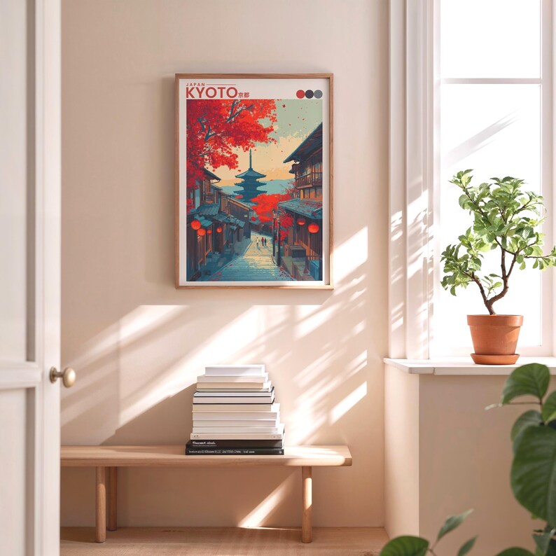 Kyoto Travel Poster - Autumn Japanese Wall Art Print - Etsy UK