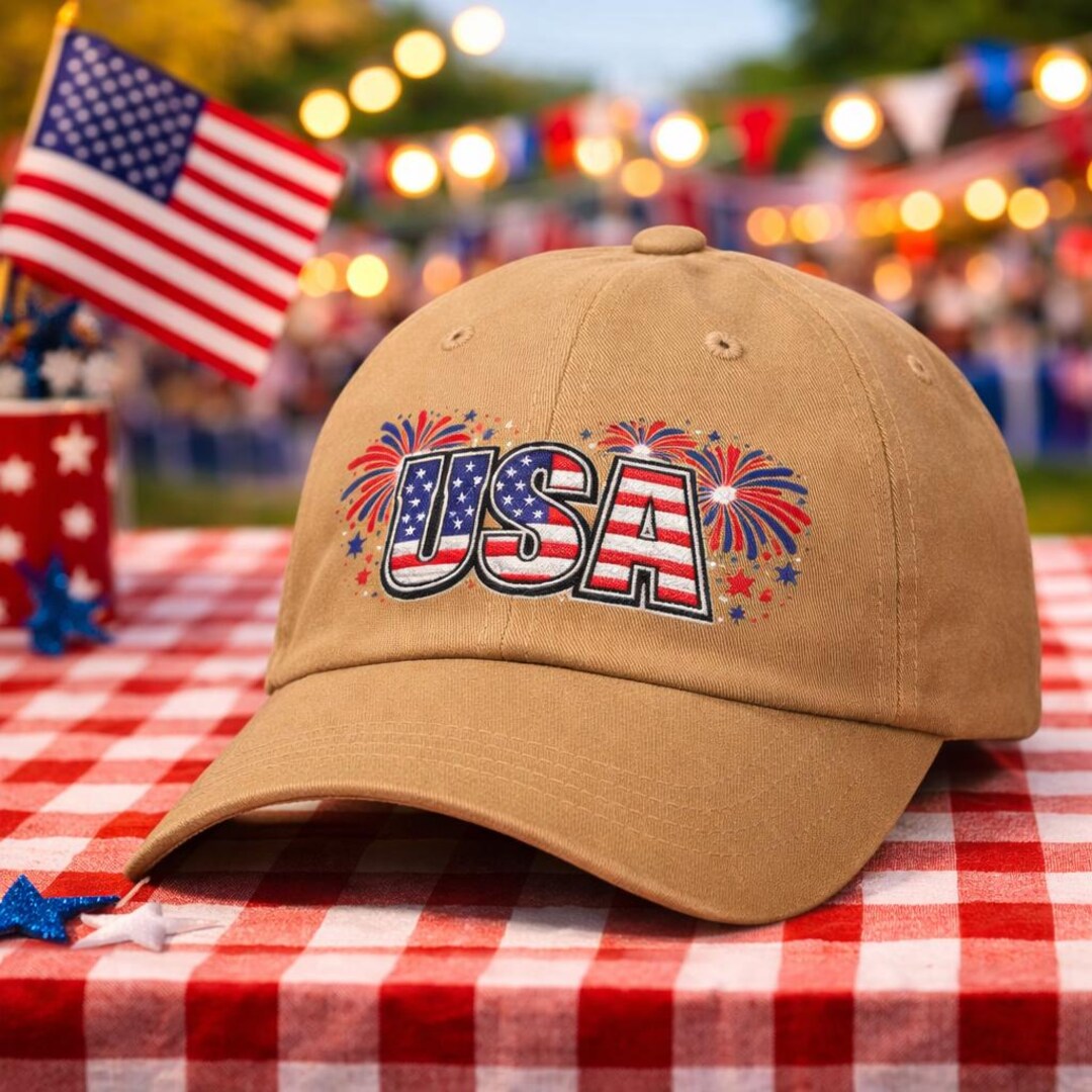 USA Fireworks Hat Patriotic 4th of July Baseball Cap, American Flag USA ...