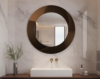 Ronde wandspiegel met abstracte designlijst – Unieke onregelmatige spiegel voor woondecoratie