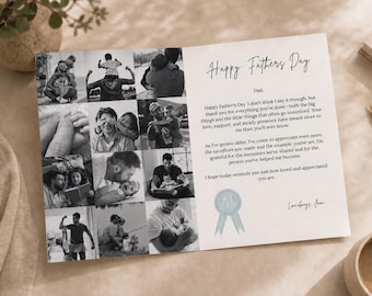 Personalized Photo Collage Father's Day Card, New Dad Keepsake (Digital Download)