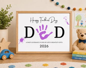 父の日手形、子供とパパのアート（デジタルダウンロード）パーソナライズギフト