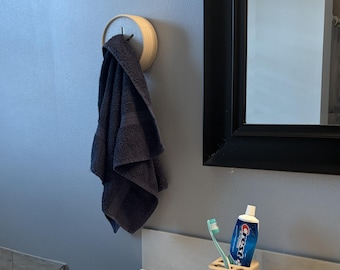 Soporte para toallas impreso en 3D – Dientes antideslizantes, organizador de baño para montaje en pared