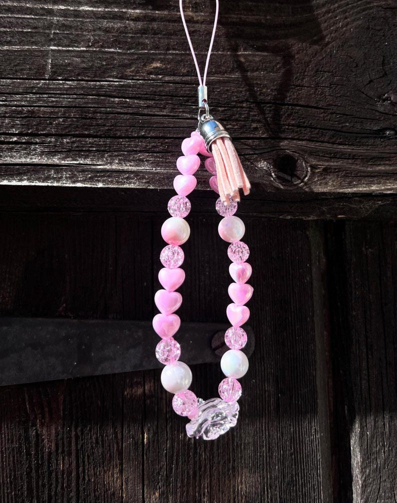 Pink Heart Phone Charm