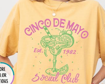 Comfort Colors® Cute Let's Fiesta Shirt, Cinco De Mayo Floral Shirt, Fiesta Gift,  Tequila Margarita, Pinata Party Bow, Mexican Theme Party