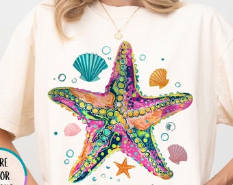 Comfort Colors® Starfish Shirt, Summer Vibes T Shirt, Ocean Shirt, Cute Starfish Shirt, Beach T Shirt, Vacation Shirt, Ocean Lover Shirt