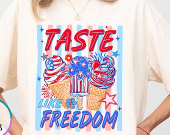 Comfort Colors® Taste Like Freedom Shirt, Patriotic Popsicle Brushstroke T Shirt, Ice Cream Tee, Patriotic Gift, Independence Day Shirt