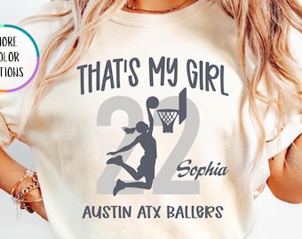 Comfort Colors® Personalized That's My Girl Shirt, Custom Name Gift for Basketball, Basketball Lover Tee, Basketball Mom Gift, Game Day Tee