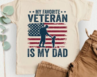 Is My Dad Kids Shirt, My Favorite Veteran Dad T Shirt, Fathers Day Tee, Patriotic Kids Tee, Trendy Army Dad Gift, Military Dad T Shirt