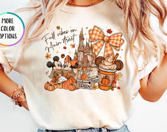 Comfort Colors® Disney Fall Vibes on Main Street Shirt, Mouse Pumpkin Tee, Disneyland Autumn Trip, Fall Coquette Its The Season Tee