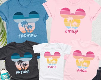 Custom Disney Name Shirt, Disneyland Trip, Disney Vacation T Shirt, Disney World Tee, Disney Palm Gift, Disney Mickie Mouse T Shirt