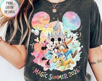 Comfort Colors® Disney Magic Summer Shirt, Disney Summer Vacation T Shirt, Mouse And Friends Tee, Castle Fireworks Theme, Disneyland Gift