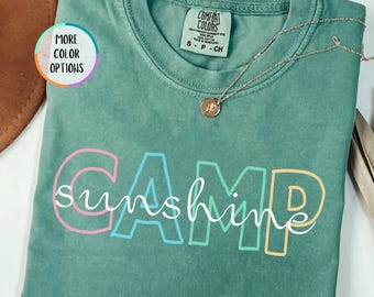 Comfort Colors® Camp Sunshine Shirt, Trendy Camping T Shirt, Sunshine Gifts, Summer Beach Tee, Camp Lover Gift, Beach Vacation Shirt