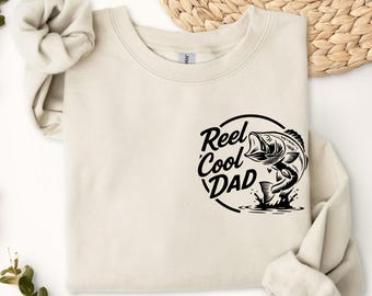 Reel Cool Dad Sweatshirt, Dad Fishing Hoodie, Fishing Gift For Dad, Fishing Lover Sweater, Fisherman Gifts, Funny Fathers Day Gift, Dad Life