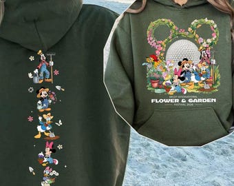 Disney Floral And Garden Hoodie, Disneyland Vacation, Garden Festival 2026, Disney Family Matching Gift, Disneyworld Trip, Mickey Mouse Gift