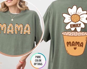 Comfort Colors® Custom Mama Shirt, Kids Name Shirt, Mother's Day, Mom With Floral Tee, Mom With Kids Names, Floral Mama Shirt, Mom Birthday