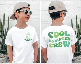 Personalized Crew Cool Campers Shirt, Summer Camp Shirt, Cute Vacation Tee, Custom Kids Summer T Shirt, Kids Planner Gift, Beach Trip Tee