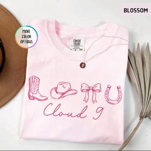 Comfort Colors® Cloud 9 Western Shirt, Western Country, Coquette Bow, Country Concert, Cloud 9 Tour, Cowgirl T Shirt, Cowboy Shirt image 4