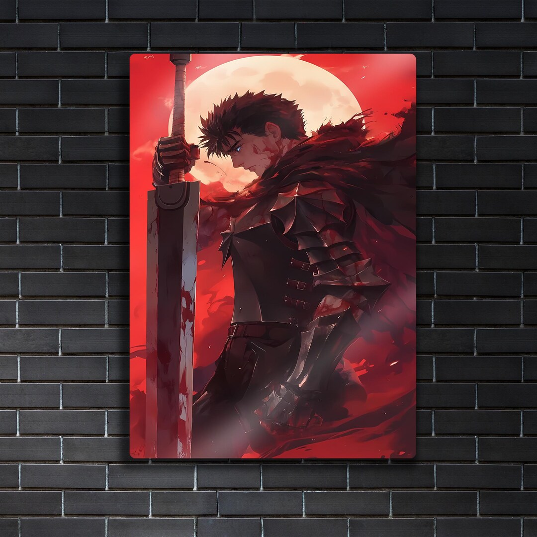 Guts Metal Poster Berserk Anime Wall Art Gift Black Swordsman Steel ...