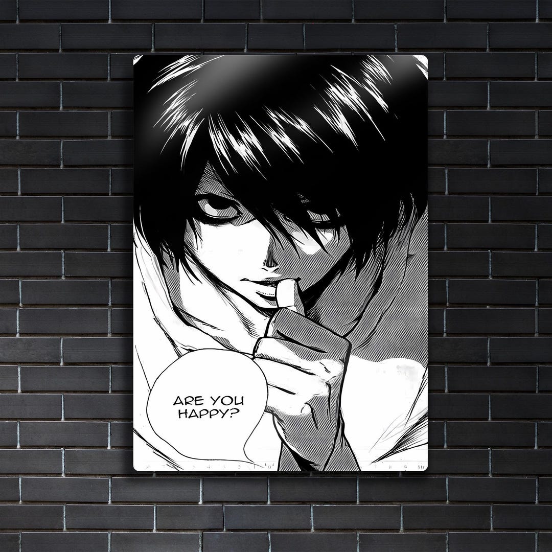 Death Note Metal Art - L Lawliet Manga Poster - Noir Detective Decor ...