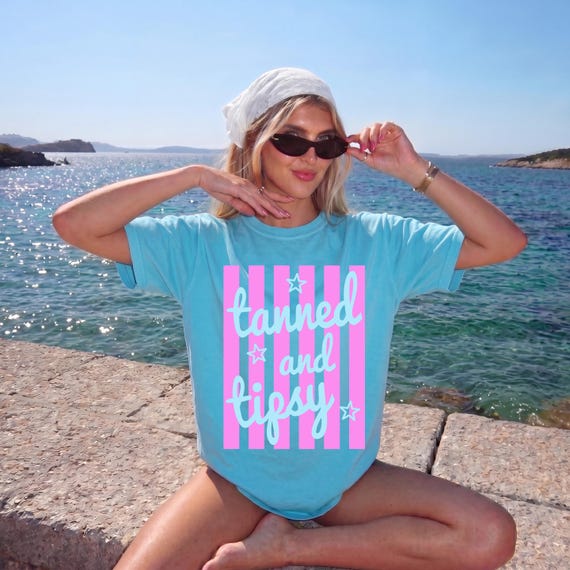 Tanned and Tipsy Shirt, Summer Vacation Tee, Beach Vacation Shirt, Pool Party Tee, Girls Trip Shirt, Comfort Colors 1717, Summer Graphic Tee