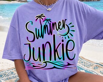 Comfort Colors® Summer Junkie Shirt, Beach Vacation Tee, Summer Vibes Shirt, Tropical Palm Tee, Ocean Wave Shirt, CC1717