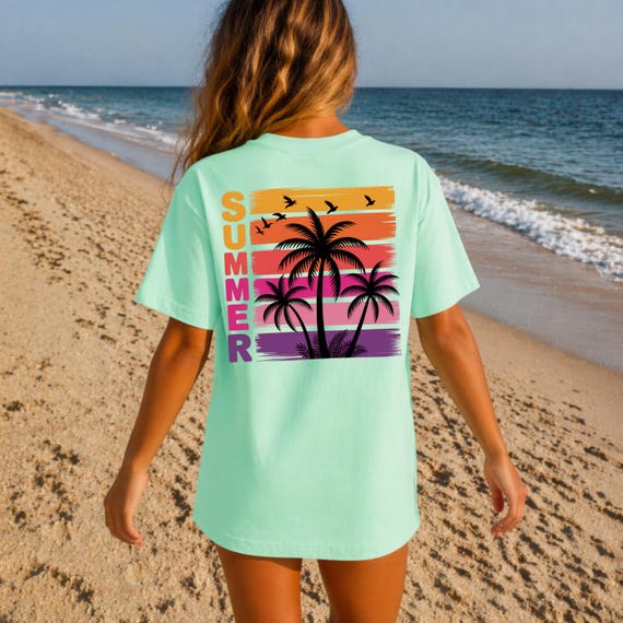 Comfort Colors® Under The Palms Shirt, Beach Vacation Tee, Tropical Sunset Shirt, Coastal Summer Shirt, Palm Tree Tee
