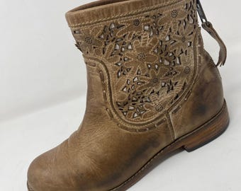 Corral dames 7 western enkellaarzen bruin indie spirit leer lasergesneden PB012