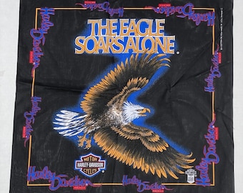 New VTG Harley Davidson Scarf Bandanna Eagle Flag 21" Square USA Licensed #32