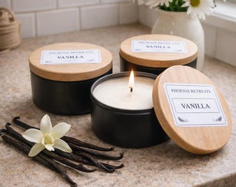Scented Soy Wax Candle – 6oz Black Tin, Various Scents
