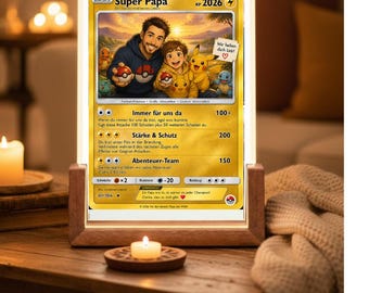 Cornice portafoto illuminata con carta Pokémon personalizzata