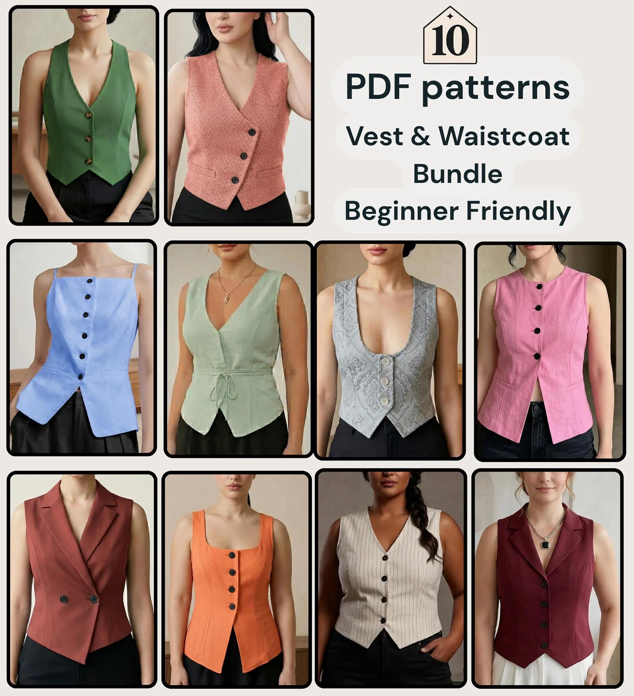Vest Sewing Patterns Bundle | PDF Tailored Waistcoat Collection | 10 ...