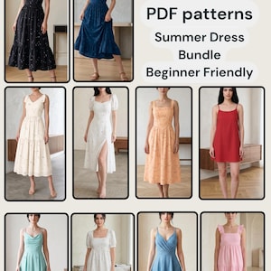 Cottagecore Dress Sewing Pattern Bundle | Women's Summer Sundress PDF | Wrap, Slip & Tiered Designs | Beginner Friendly | Size XS-4XL