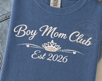 Boy mam PNG digital desig, Mama Faux Pearls PNG, Pearl Boy Mom PNG, Coquette Mom Design, Est 2026 Mom png, motherhood png, mom of boys png