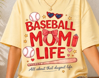 Baseball Mom PNG, Baseball Mom Life Design, Dugout Mom Shirt PNG, Sports Mom Sublimation, Baseball Season Mom Gift, Retro Baseball PNG