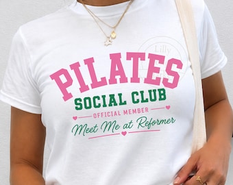 Pilates Social Club PNG, Meet Me at Reformer PNG, Official Member Pilates Design, Pilates Lover Gym Girl Sublimation, Fitness Quote Varsity