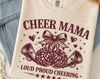 Cheer Mom PNG Vintage, Cheer Mama Shirt Design, Cheerleading Mom PNG, Game Day Cheer Mom Shirt, Proud Cheer Mom Sublimation, Cheer Team Mom