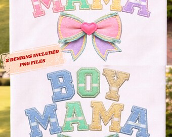 Girl Mama Boy Mama PNG Bundle, Varsity Mama Shirt Design, Trendy Mom PNG, Pastel Mama Sublimation File, Mother's Day Gift, Instant Download