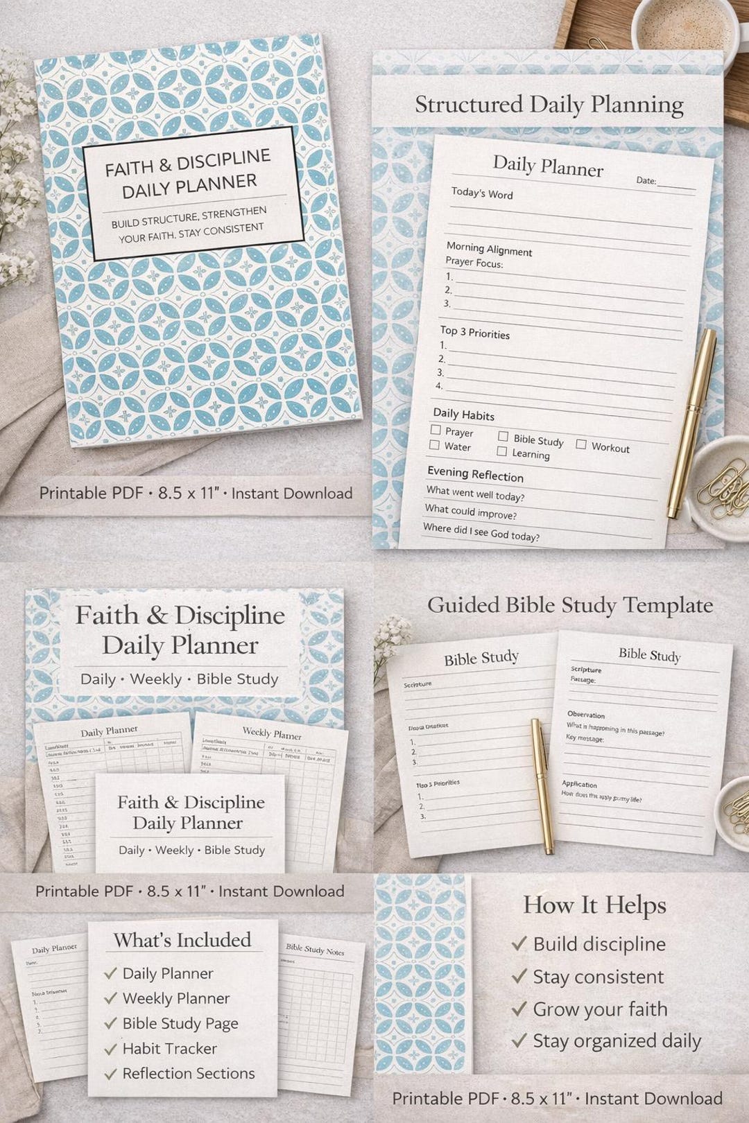 Christian Daily Planner Printable | Faith-based Planner | Bible Study ...