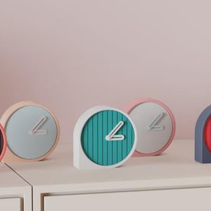 Modern rund skrivbordsklocka Anpassad 3D-tryckt klocka Utbytbara urtavlor och visare Minimalistisk heminredning