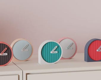 Modern Round Desk Clock Custom 3D Printed Clock Interchangeable Faces & Hands Minimalist Home Decor