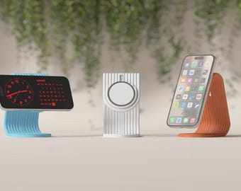 Minimalist MagSafe iPhone Stand • Modern 3D‑Printed Charger Dock • Perfect Viewing Angle • Montreal Studio Design